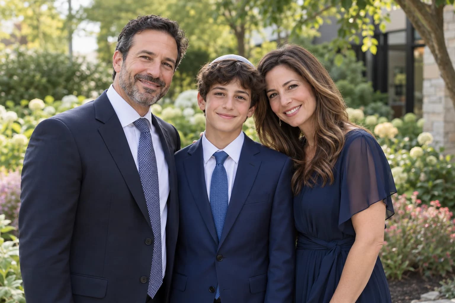 Visual concept of a boy with his parents for a Bar Mitzvah portrait