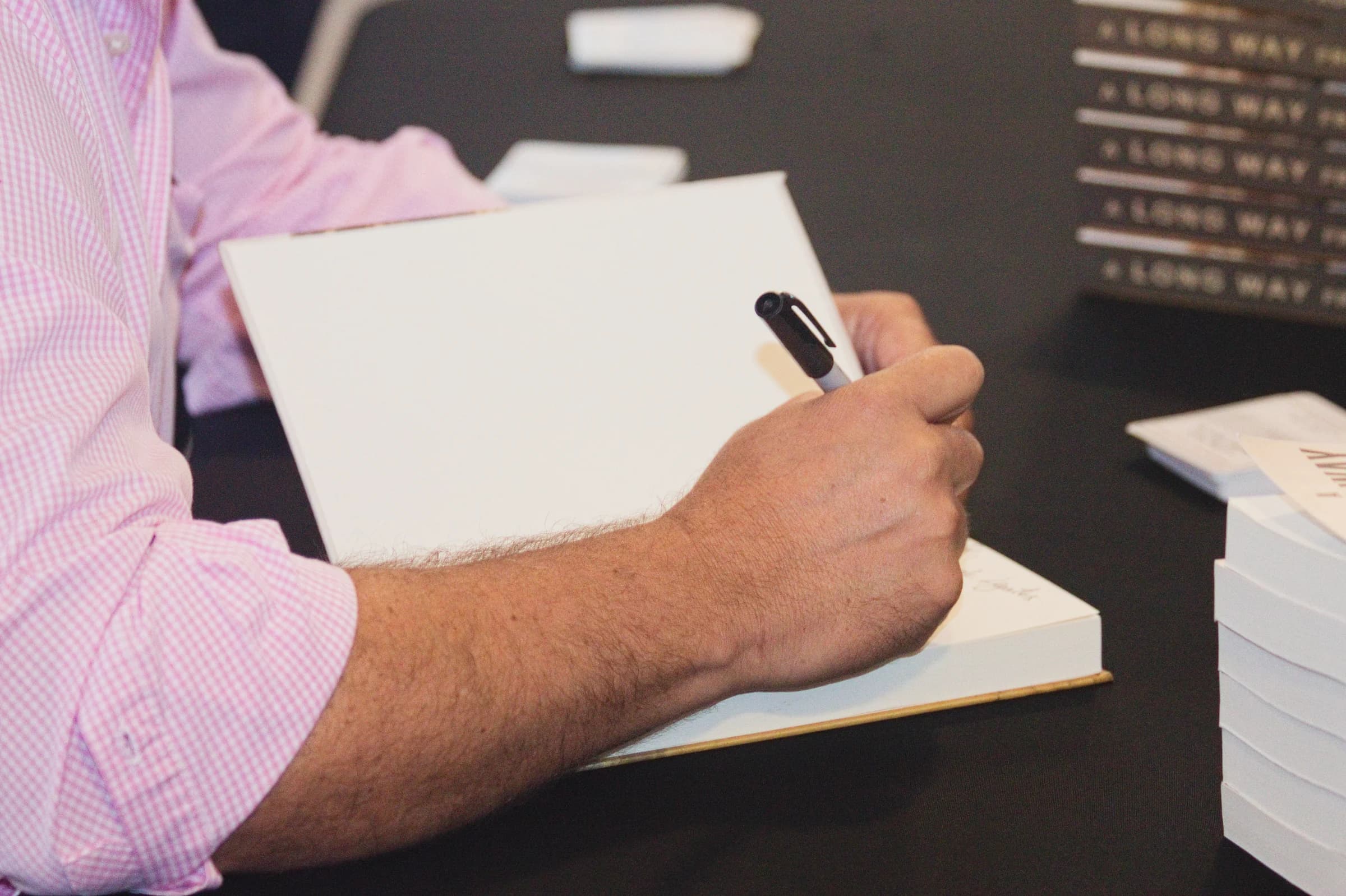 Detail of a book signing